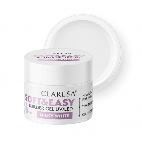 HEMA-fri UV builder gel Claresa Soft&Easy Milky White för naglar 12g