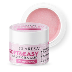 HEMA-fri UV builder glittergel Claresa Soft&Easy Glam Pink för naglar 45g