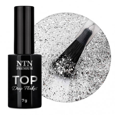 Top Coat Drop Flakes utan klibbigt lager NTN Premium Silver för naglar 7g