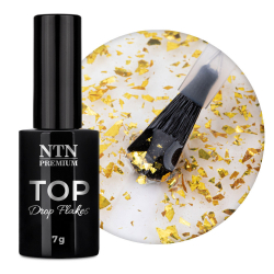 Top Coat Drop Flakes utan klibbigt lager NTN Premium Golden för naglar 7g