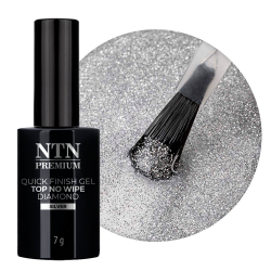 Top Coat Quick Finish Diamond Silver No Wipe utan klibbigt lager NTN Premium för naglar 7g