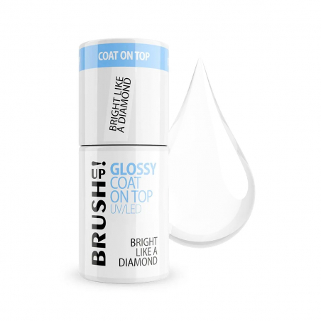 Glossy Top Coat NO WIPE Bright Like A Diamond BrushUP ej klibbigt lager för naglar 5g