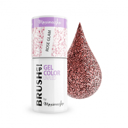Gellack BrushUP Rose Glam roséguld glitter för naglar 5g