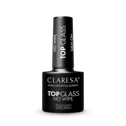 Top Coat Glass CLARESA NO WIPE utan klibbigt lager för naglar 5g