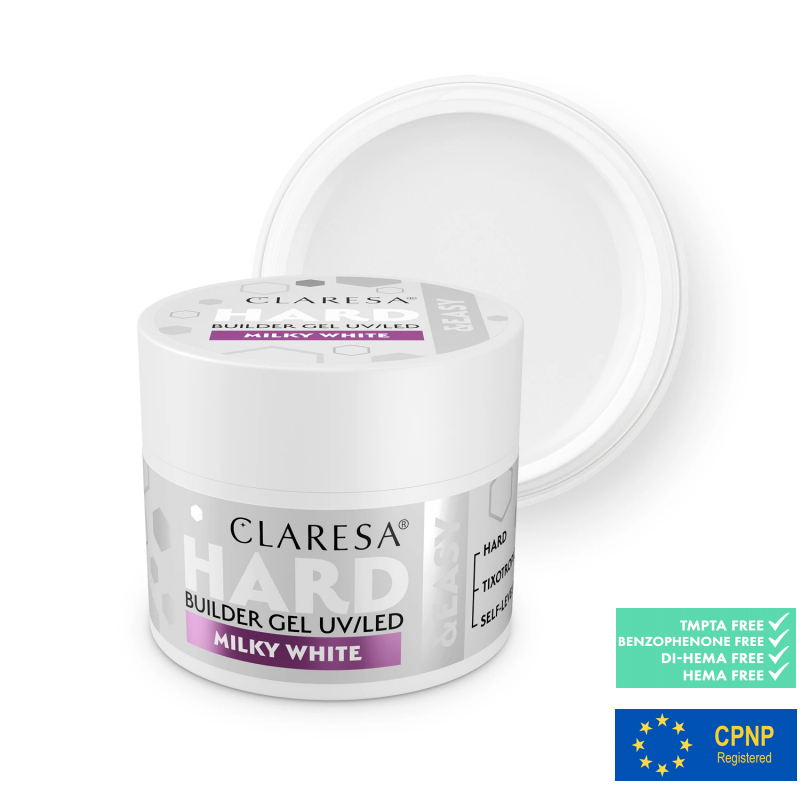 HEMA-fri UV builder gel Claresa Hard&Easy Milky White för naglar 12g