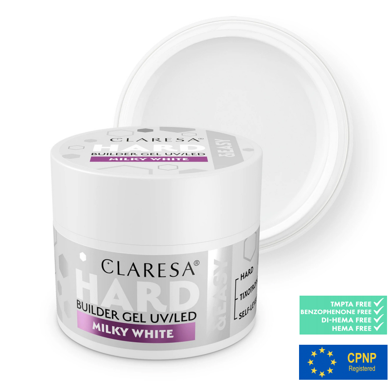 HEMA-fri UV builder gel Claresa Hard&Easy Milky White för naglar 45g