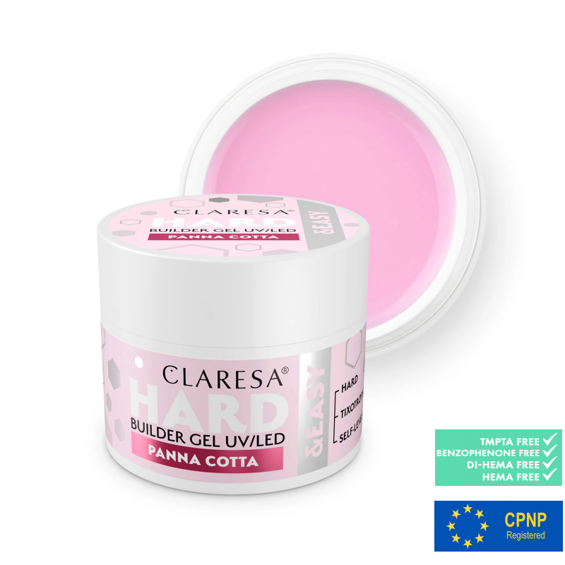 HEMA-fri UV builder gel Panna Cotta Hard&Easy Clear för naglar 12g
