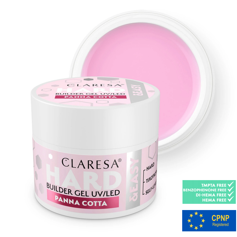 HEMA-fri UV builder gel Panna Cotta Hard&Easy Clear för naglar 45g
