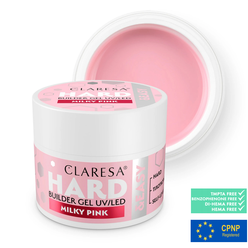 HEMA-fri UV builder gel Milky Pink Hard&Easy Clear för naglar 45g