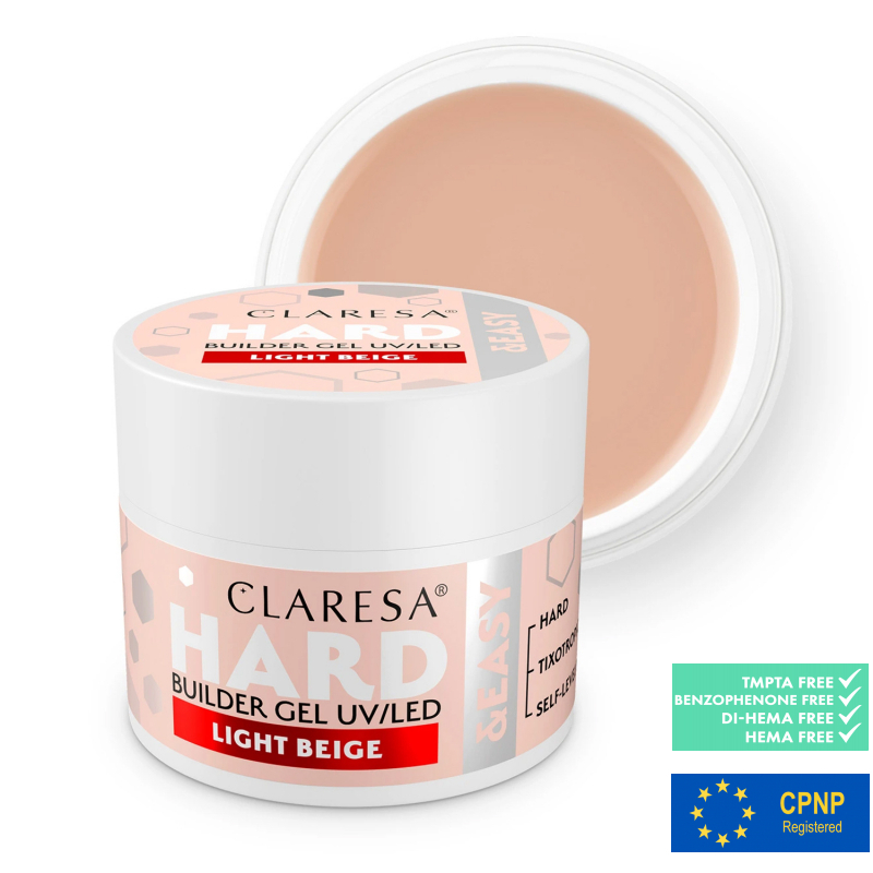 HEMA-fri UV builder gel Light Beige Hard&Easy Clear för naglar 45g