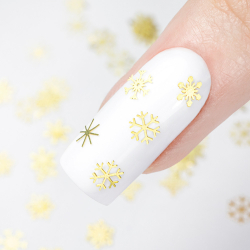 Gyllene snöflingor studs i olika former för nageldesign