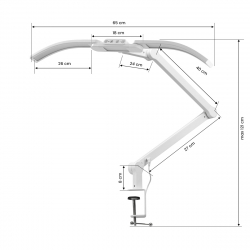 Arbetslampa / bordslampa GLOW L05 22W halvmåne vit för nagelvård