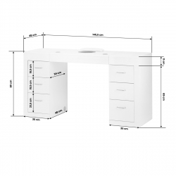 Manikyrbord 324 vit med dammuppsamlare med kassettfilter