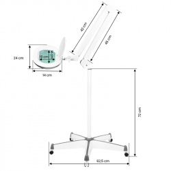 Förstoringslampa / arbetslampa ELEGANTE 6028 LED 5D vit, stativ / hjul