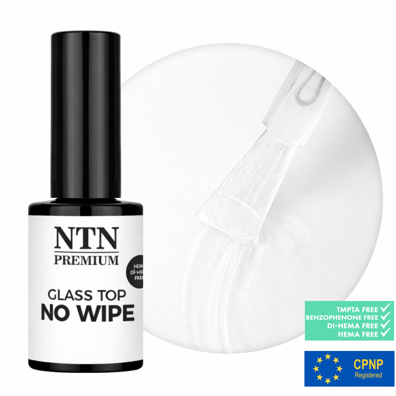 HEMA-fri GLASS TOP No-Wipe / utan klibbigt lager NTN Premium för naglar 5ml