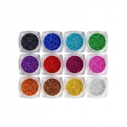 Glitterpulver för naglar 12 färger