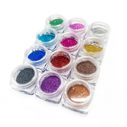 Glitterpulver för naglar 12 färger