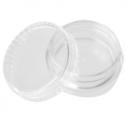 Låda med 12 x 5ml skruvburkar av plast