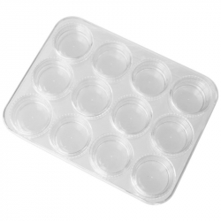 Låda med 12 x 5ml skruvburkar av plast