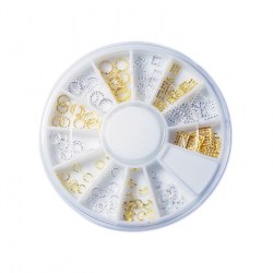 Studs för nageldesign silver och guld rektanglar och cirklar