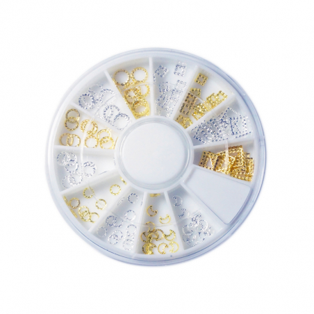 Studs för nageldesign silver och guld rektanglar och cirklar