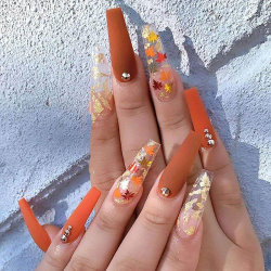 Nageldekoration - holografiska löv / blad 6 färger