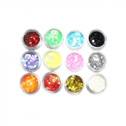Glitter 12 färger - sexkanter 2-3 mm