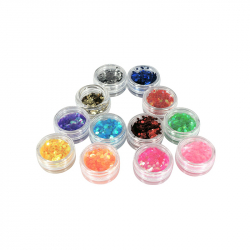 Glitter 12 färger - sexkanter 2-3 mm