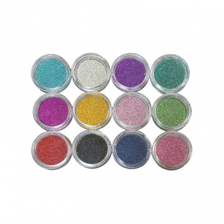 Mikropärlor / kaviar set för nageldekaration 12 färger