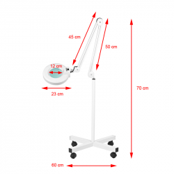Förstoringslampa / arbetslampa S4 LED, stativ, hjul, reglerbar ljus
