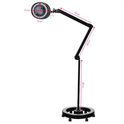 Förstoringslampa / arbetslampa ELEGANTE 6025 LED svart, stativ, hjul