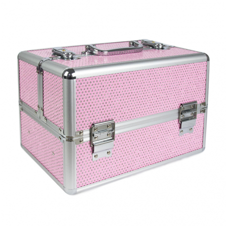 Kosmetikväska / sminkväska 7038-5 rosa i aluminium