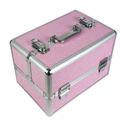 Kosmetikväska / sminkväska 7038-5 rosa i aluminium