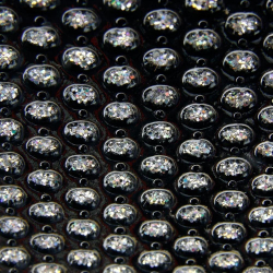 Kosmetikväska / sminkväska XL svart i aluminium med glittriga stenar