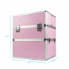 Kosmetikväska / sminkväska XXL rosa i aluminium med dekorstenar