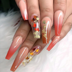 Nageldekoration - holografiska löv / blad 6 färger