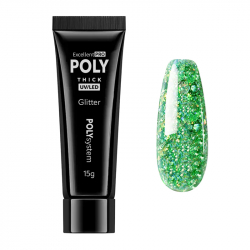 Polygel Glitter 132 Excellent POLYsystem grön 15g