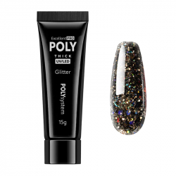 Polygel svart / holografisk Glitter 136 Excellent POLYsystem 15g