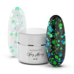 UV nagelgel med holografiskt grön glitter Excellent VeryMerry för naglar 004 5g