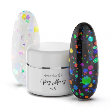 UV nagelgel med holografiskt färgglatt glitter Excellent VeryMerry för naglar 002 5g