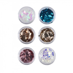 Glitter 6 färger set romber för nageldekoration
