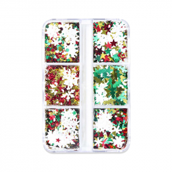 Glitter set 6 st med jul och vintermotiv för nageldekoration