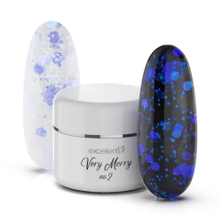 UV gel Excellent VeryMerry 003 med holografiskt blå / färgglatt glitter 5g