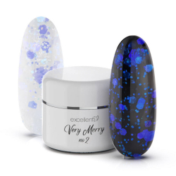 UV gel Excellent VeryMerry 002 med holografiskt blå / färgglatt glitter 5g