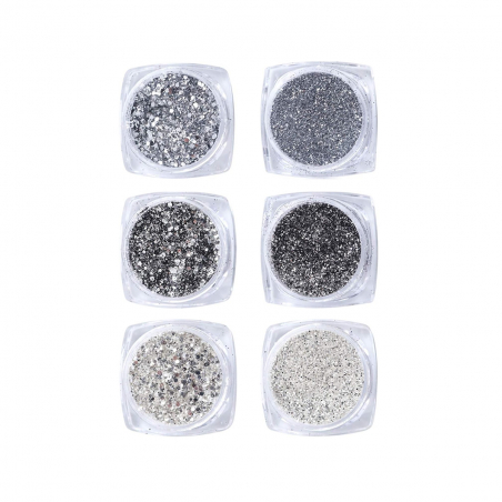 Silvrigt glitter set 6