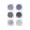 Silvrigt glitter set 6 för naglar